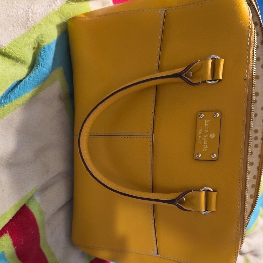 Kate Spade Yellow Satchel with Metallic Hardware